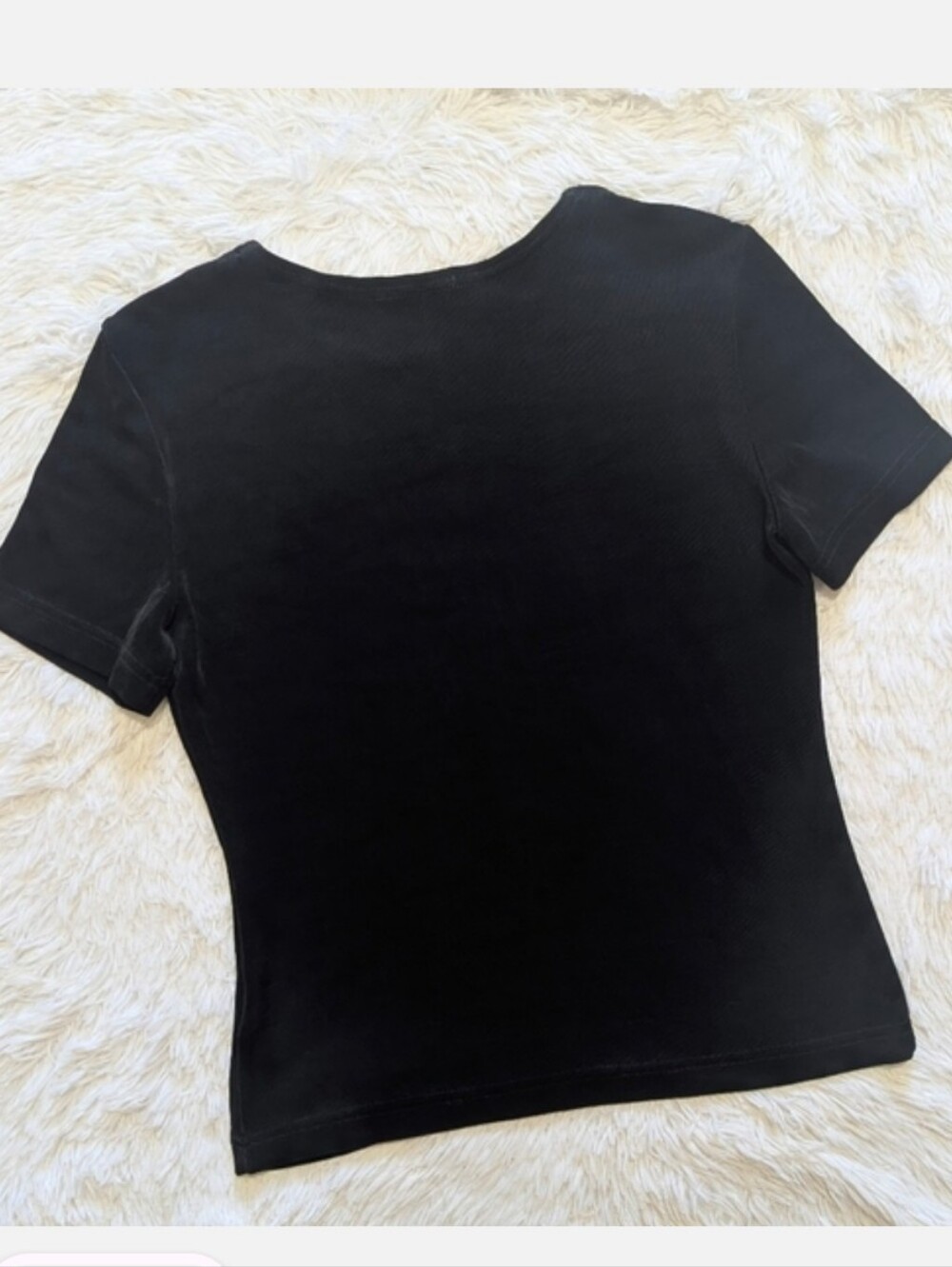 90s Softwear by Mark Singer Slinky Stretchy Black Scoop Neck Vintage Goth Tee - Picture 4 of 6